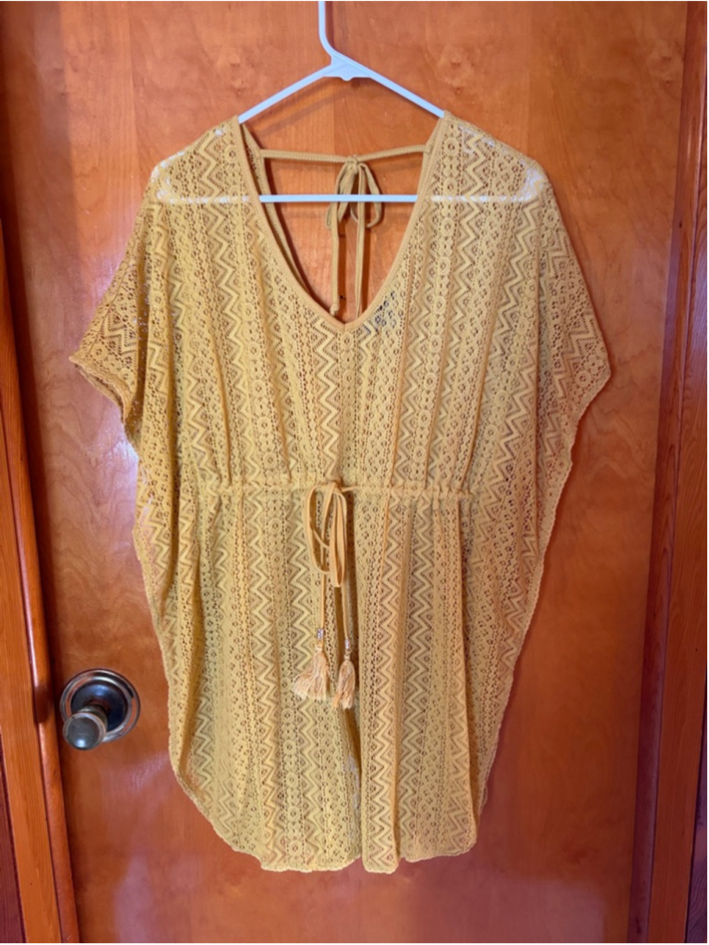 Women's Primark Yellow Crochet Knit Beach Coverup M